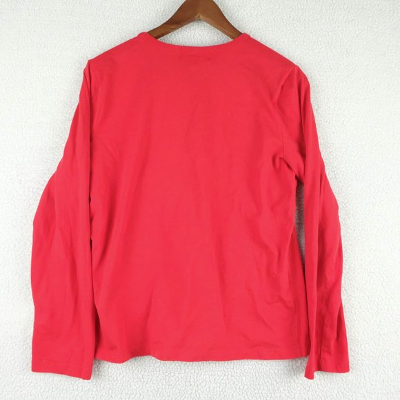 Lauren Ralph Lauren T Shirt Womens Large Red Beaded Preppy Logo Long Sleeve - Picture 5 of 10